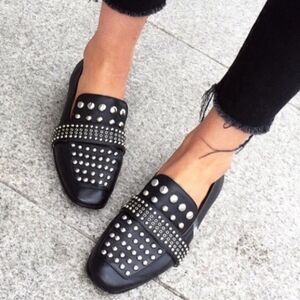 Sam Edelman Black Studded Leather Flats